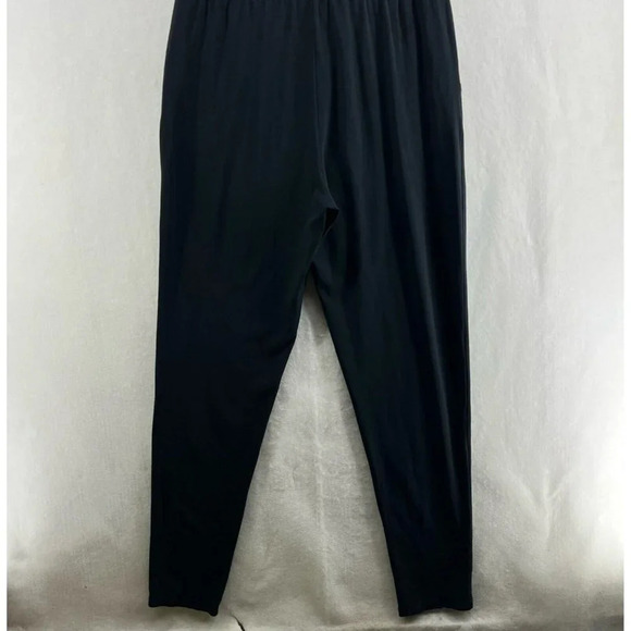 Garnet Hill Jumpsuit Women's Sz 8 Black Round Neck Wide Strap Tapered Stretch - Picture 9 of 12